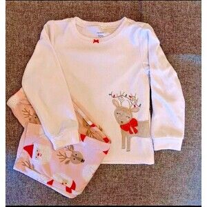 pajama 4T Girls Carters 2 piece Holiday Christmas sleepwear Set Reindeer Fleece